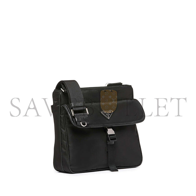 PRADA RE-NYLON AND SAFFIANO LEATHER SHOULDER BAG 2VH110 (25*22*7cm) 